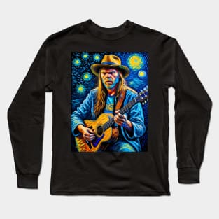 Neil Young in starry night Long Sleeve T-Shirt